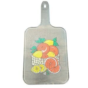 ⭐️ Vintage 1970's Plastic Kitchen Cutting Board Cute Lemon Orange Basket Design‎